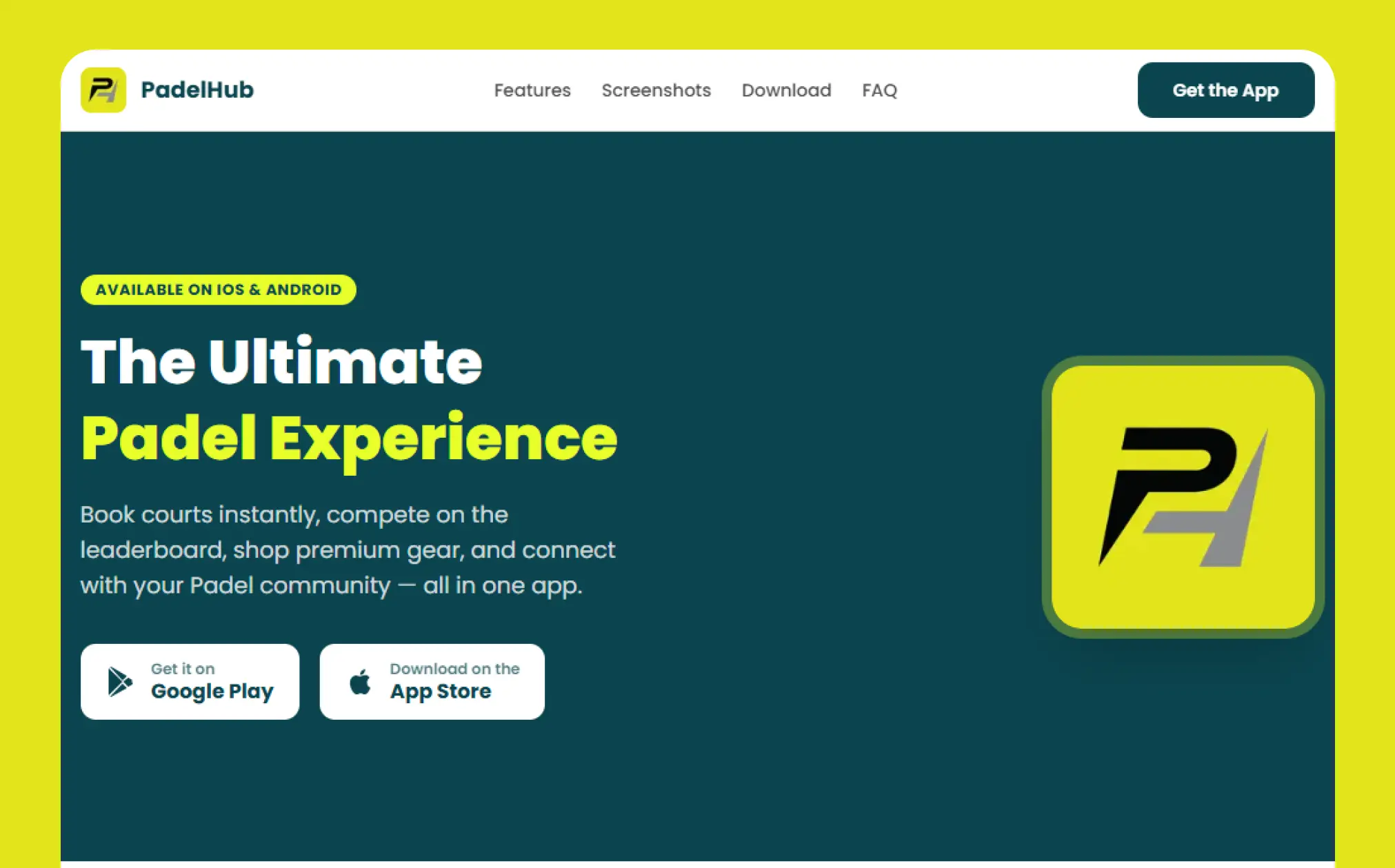 PadelHub website preview